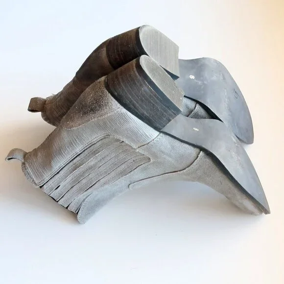 Splendid Grey Suede Leather Western Cowgirl / Cowboy Ankle Boots / Booties Sz. 8 - Picture 14 of 16